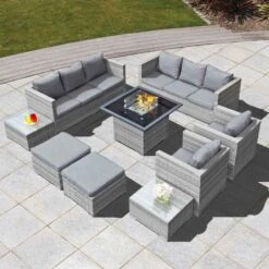 Oseasons® Acorn Deluxe Rattan 10 Seat Firepit Modular Set - Dove Grey - 106901