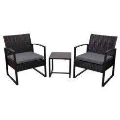 Oseasons® Cumberland KD Rattan Bistro 2 Seat Tea For Two Set - Black - 106982