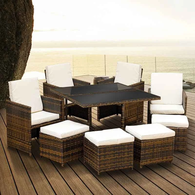 Oseasons® Cube KD Rattan 4-8 Seat Dining Set - Dark Brown - 106987 1 Oseasons® Cube KD Rattan 4-8 Seat Dining Set - Dark Brown - 106987