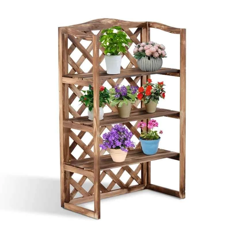 Outsunny 3 Tier Plant Stand - Brown - 845-117 2 Outsunny 3 Tier Plant Stand - Brown - 845-117 - Image 2