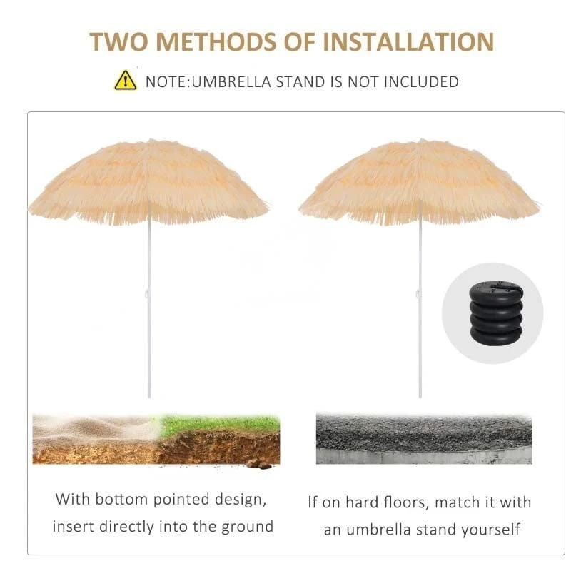 Outsunny Hawaiian Beach Sun Tilting Umbrella - Yellow - 01-0025 9 Outsunny Hawaiian Beach Sun Tilting Umbrella - Yellow - 01-0025 - Image 9