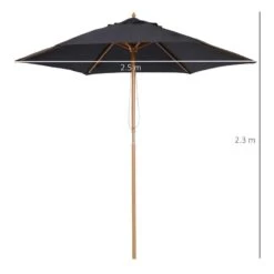 Outsunny 2.5m Wooden Umbrella Parasol - Black - 01-0211 -OUTSUNNY Sales Shop outsunny 01 0211 11