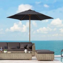Outsunny 2.5m Wooden Umbrella Parasol - Black - 01-0211 -OUTSUNNY Sales Shop outsunny 01 0211 8