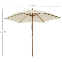 Outsunny 2.5 M Wooden Umbrella Parasol - Cream - 01-0212 -OUTSUNNY Sales Shop outsunny 01 0212 2