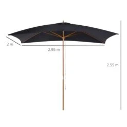 Outsunny 295L X 200W X 255Hcm Wooden Umbrella Parasol - Black - 01-0214 12 Outsunny 295L X 200W X 255Hcm Wooden Umbrella Parasol - Black - 01-0214 -OUTSUNNY Sales Shop outsunny 01 0214 11