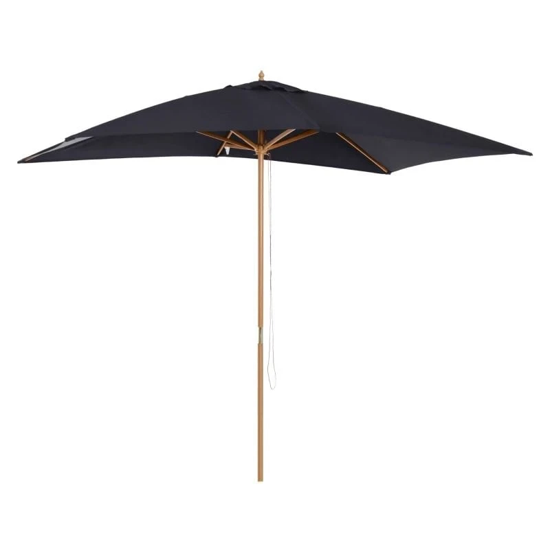 Outsunny 295L X 200W X 255Hcm Wooden Umbrella Parasol - Black - 01-0214 2 Outsunny 295L X 200W X 255Hcm Wooden Umbrella Parasol - Black - 01-0214 - Image 2