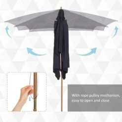 Outsunny 295L X 200W X 255Hcm Wooden Umbrella Parasol - Black - 01-0214 18 Outsunny 295L X 200W X 255Hcm Wooden Umbrella Parasol - Black - 01-0214 -OUTSUNNY Sales Shop outsunny 01 0214 4
