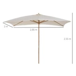 Outsunny 295L X 200W X 255Hcm Wooden Patio Parasol Umbrella - Cream - 01-0215 -OUTSUNNY Sales Shop outsunny 01 0215 10