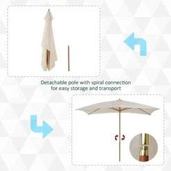 Outsunny 295L X 200W X 255Hcm Wooden Patio Parasol Umbrella - Cream - 01-0215 -OUTSUNNY Sales Shop outsunny 01 0215 2