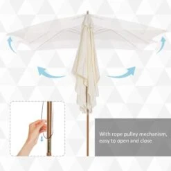 Outsunny 295L X 200W X 255Hcm Wooden Patio Parasol Umbrella - Cream - 01-0215 -OUTSUNNY Sales Shop outsunny 01 0215 3