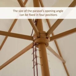 Outsunny 295L X 200W X 255Hcm Wooden Patio Parasol Umbrella - Cream - 01-0215 -OUTSUNNY Sales Shop outsunny 01 0215 4