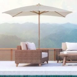 Outsunny 295L X 200W X 255Hcm Wooden Patio Parasol Umbrella - Cream - 01-0215 -OUTSUNNY Sales Shop outsunny 01 0215 9