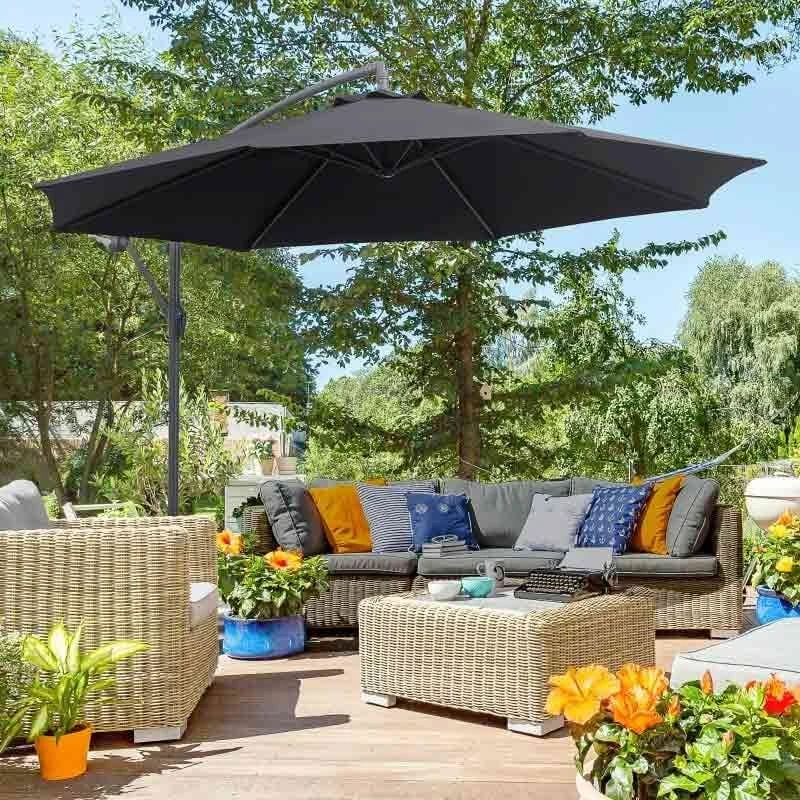Outsunny 3m Banana Parasol - Black - 01-0217 10 Outsunny 3m Banana Parasol - Black - 01-0217 - Image 10