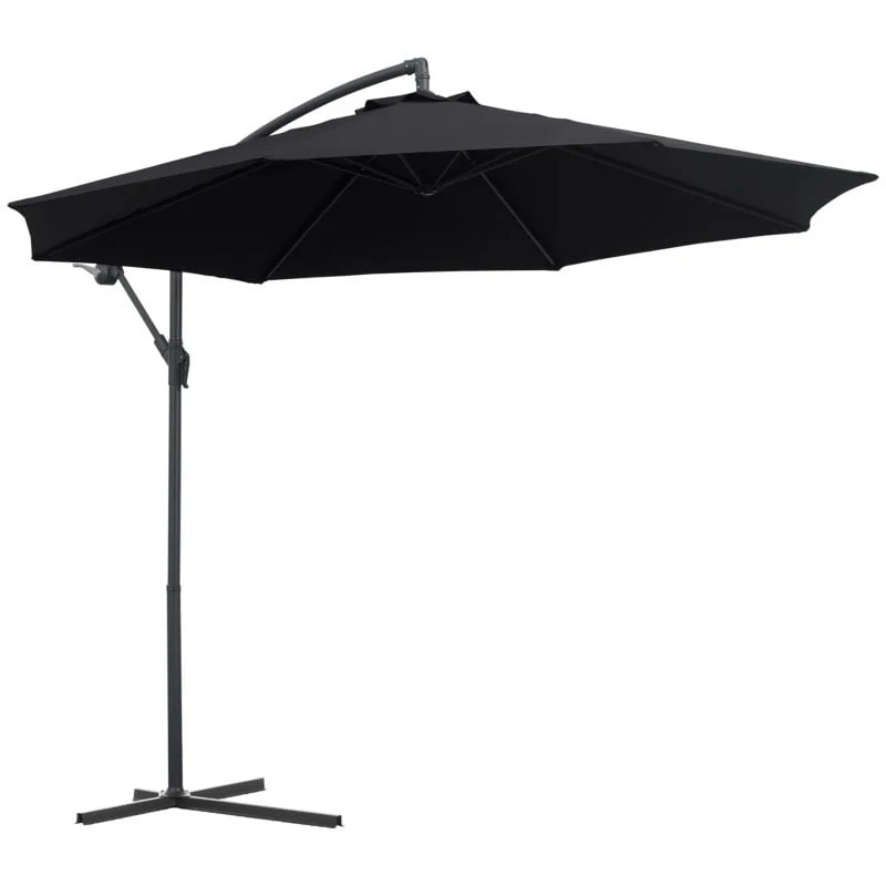 Outsunny 3m Banana Parasol - Black - 01-0217 2 Outsunny 3m Banana Parasol - Black - 01-0217 - Image 2