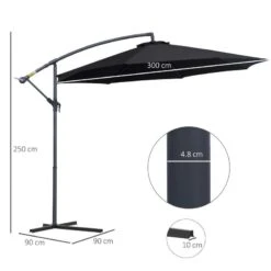 Outsunny 3m Banana Parasol - Black - 01-0217 18 Outsunny 3m Banana Parasol - Black - 01-0217 -OUTSUNNY Sales Shop outsunny 01 0217 2