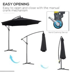 Outsunny 3m Banana Parasol - Black - 01-0217 17 Outsunny 3m Banana Parasol - Black - 01-0217 -OUTSUNNY Sales Shop outsunny 01 0217 3