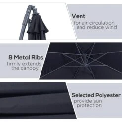 Outsunny 3m Banana Parasol - Black - 01-0217 15 Outsunny 3m Banana Parasol - Black - 01-0217 -OUTSUNNY Sales Shop outsunny 01 0217 5