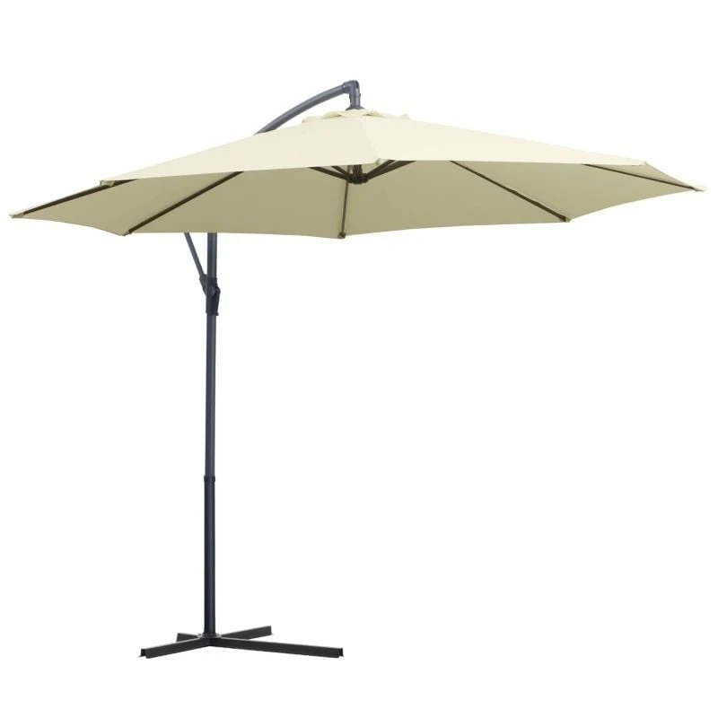Outsunny 3m Banana Hanging Rattan Set Umbrella Cantilever Parasol - Cream White - 01-0218 2 Outsunny 3m Banana Hanging Rattan Set Umbrella Cantilever Parasol - Cream White - 01-0218 - Image 2