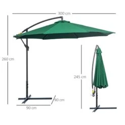 Outsunny 3m Banana Hanging Parasol Umbrella - Green - 01-0219 -OUTSUNNY Sales Shop outsunny 01 0219 2