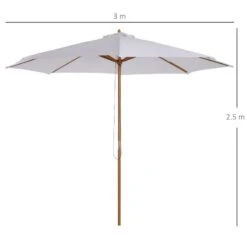 Outsunny Bamboo Parasol - Cream White - 01-0244 -OUTSUNNY Sales Shop outsunny 01 0244 1