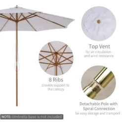 Outsunny Bamboo Parasol - Cream White - 01-0244 -OUTSUNNY Sales Shop outsunny 01 0244 2