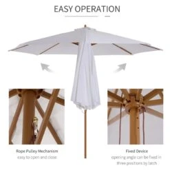 Outsunny Bamboo Parasol - Cream White - 01-0244 -OUTSUNNY Sales Shop outsunny 01 0244 3