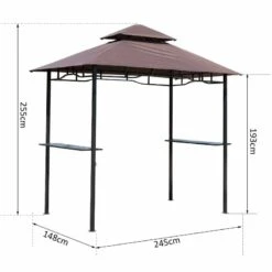 Outsunny Double-Tier BBQ Gazebo Shelter 2.5M (8ft) With Side Shelves - Coffee - 01-0272 12 Outsunny Double-Tier BBQ Gazebo Shelter 2.5M (8ft) With Side Shelves - Coffee - 01-0272 -OUTSUNNY Sales Shop outsunny 01 0272 bbq shelter 2