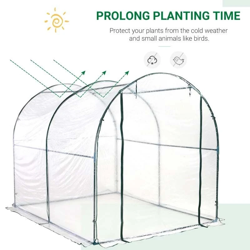 Outsunny Walk-in Greenhouse With Roll-Up Door 200L X 250W X 200Hcm - Transparent - 01-0467 4 Outsunny Walk-in Greenhouse With Roll-Up Door 200L X 250W X 200Hcm - Transparent - 01-0467 - Image 4