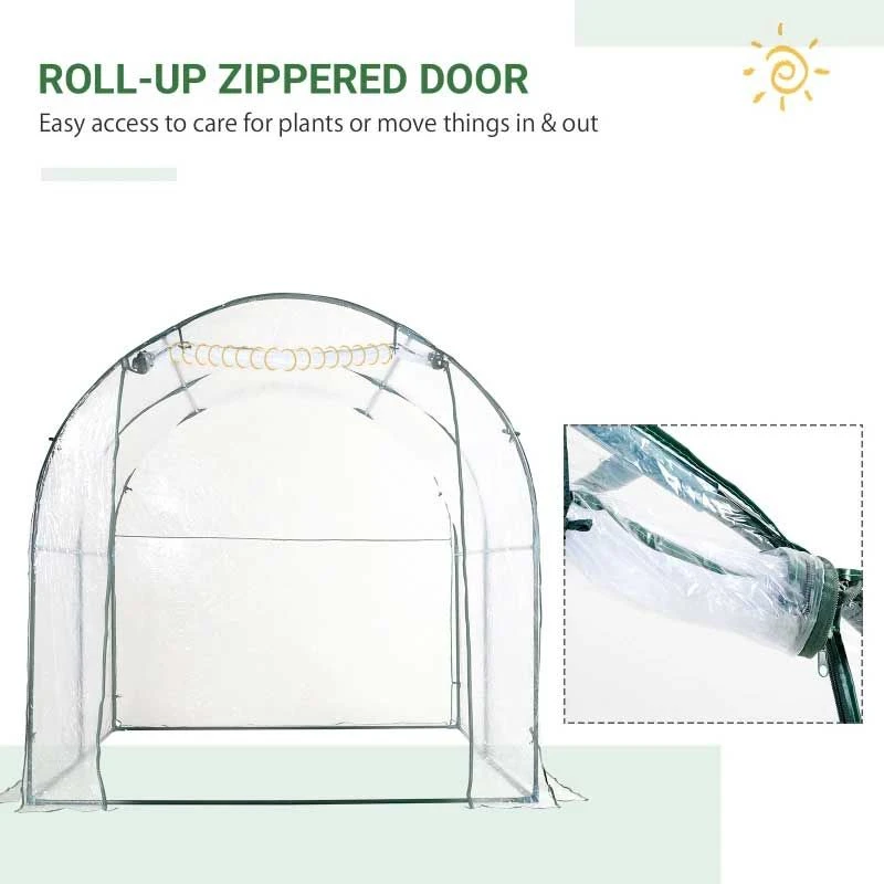 Outsunny Walk-in Greenhouse With Roll-Up Door 200L X 250W X 200Hcm - Transparent - 01-0467 6 Outsunny Walk-in Greenhouse With Roll-Up Door 200L X 250W X 200Hcm - Transparent - 01-0467 - Image 6