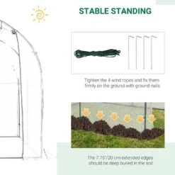 Outsunny Walk-in Greenhouse With Roll-Up Door 200L X 250W X 200Hcm - Transparent - 01-0467 14 Outsunny Walk-in Greenhouse With Roll-Up Door 200L X 250W X 200Hcm - Transparent - 01-0467 -OUTSUNNY Sales Shop outsunny 01 0467 stable
