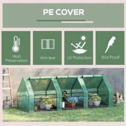 Outsunny XS Polytunnel Greenhouse With Zip Up Doors 90H X 270L X 90Wcm - Green - 01-0469 -OUTSUNNY Sales Shop outsunny 01 0469 cover
