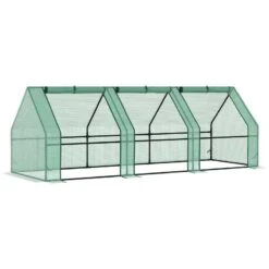 Outsunny XS Polytunnel Greenhouse With Zip Up Doors 90H X 270L X 90Wcm - Green - 01-0469 -OUTSUNNY Sales Shop outsunny 01 0469 full