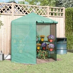 Outsunny Hexagon Walk In Greenhouse With Zip-Up Door 228L X 196W X 215Hcm - Dark Green - 01-0470 -OUTSUNNY Sales Shop outsunny 01 0470 outdoor