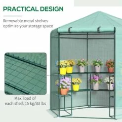 Outsunny Hexagon Walk In Greenhouse With Zip-Up Door 228L X 196W X 215Hcm - Dark Green - 01-0470 -OUTSUNNY Sales Shop outsunny 01 0470 practical