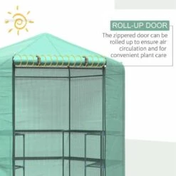 Outsunny Hexagon Walk In Greenhouse With Zip-Up Door 228L X 196W X 215Hcm - Dark Green - 01-0470 -OUTSUNNY Sales Shop outsunny 01 0470 rollup