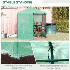 Outsunny Hexagon Walk In Greenhouse With Zip-Up Door 228L X 196W X 215Hcm - Dark Green - 01-0470 -OUTSUNNY Sales Shop outsunny 01 0470 stable