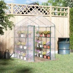 Outsunny Walk In Portable Greenhouse 143L X 143W X 195Hcm - Dark Green - 01-0472