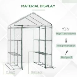 Outsunny Walk In Portable Greenhouse 143L X 143W X 195Hcm - Dark Green - 01-0472 13 Outsunny Walk In Portable Greenhouse 143L X 143W X 195Hcm - Dark Green - 01-0472 -OUTSUNNY Sales Shop outsunny 01 0472 material
