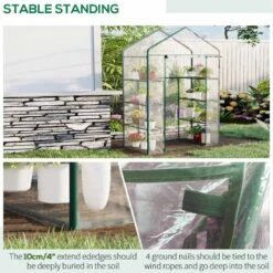 Outsunny Metal Frame Walk-in Greenhouse With Shelves 143L X 73W X 195Hcm - Transparent & Green - 01-0482 -OUTSUNNY Sales Shop outsunny 01 0482 stable