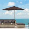 Outsunny 3x2m Wooden Umbrella Parasol - Coffee - 01-0580 -OUTSUNNY Sales Shop outsunny 01 0580