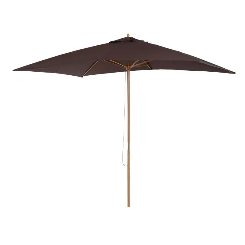 Outsunny 3x2m Wooden Umbrella Parasol - Coffee - 01-0580 2 Outsunny 3x2m Wooden Umbrella Parasol - Coffee - 01-0580 - Image 2