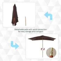 Outsunny 3x2m Wooden Umbrella Parasol - Coffee - 01-0580 19 Outsunny 3x2m Wooden Umbrella Parasol - Coffee - 01-0580 -OUTSUNNY Sales Shop outsunny 01 0580 2