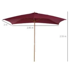 Outsunny 3x2m Wooden Garden Parasol - Wine Red - 01-0581 -OUTSUNNY Sales Shop outsunny 01 0581 11