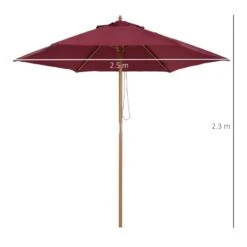 Outsunny 2.5m Wooden Garden Parasol Umbrella - Red Wine - 01-0583 -OUTSUNNY Sales Shop outsunny 01 0583 2