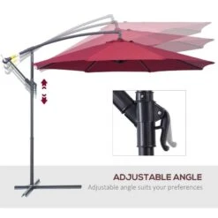 Outsunny 3m Water Resistant Terylene Hanging Parasol - Wine Red - 01-0584 -OUTSUNNY Sales Shop outsunny 01 0584 3