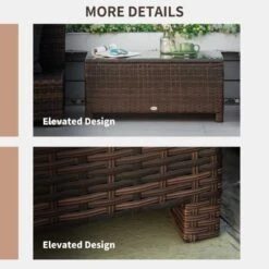 Outsunny Rattan Coffee Table With Glass Table Top - 850mm - Brown - 01-0721 -OUTSUNNY Sales Shop outsunny 01 0721 details