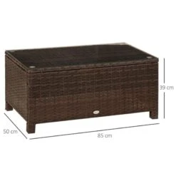 Outsunny Rattan Coffee Table With Glass Table Top - 850mm - Brown - 01-0721 -OUTSUNNY Sales Shop outsunny 01 0721 dimensions