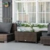 Outsunny Rattan Coffee Table With Glass Table Top - 850mm - Brown - 01-0721 -OUTSUNNY Sales Shop outsunny 01 0721 outdoor