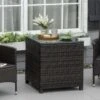 Outsunny Rattan Side Table With Glass Table Top - 640mm - Brown - 01-0723