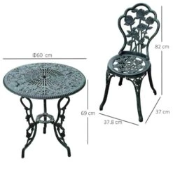 Outsunny 3 Piece Bistro Set With Parasol Hole - Green - 01-0795 -OUTSUNNY Sales Shop outsunny 01 0795 dimension 1